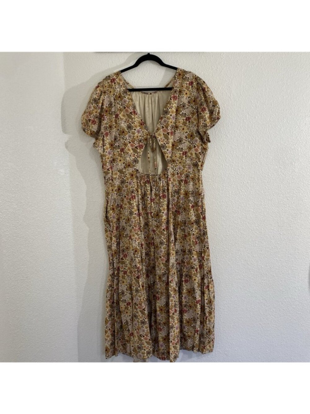 Madewell Womens Libby Puff Sleeve Open Back Midi Dress Floral Cottage 22W - Picture 4 of 16